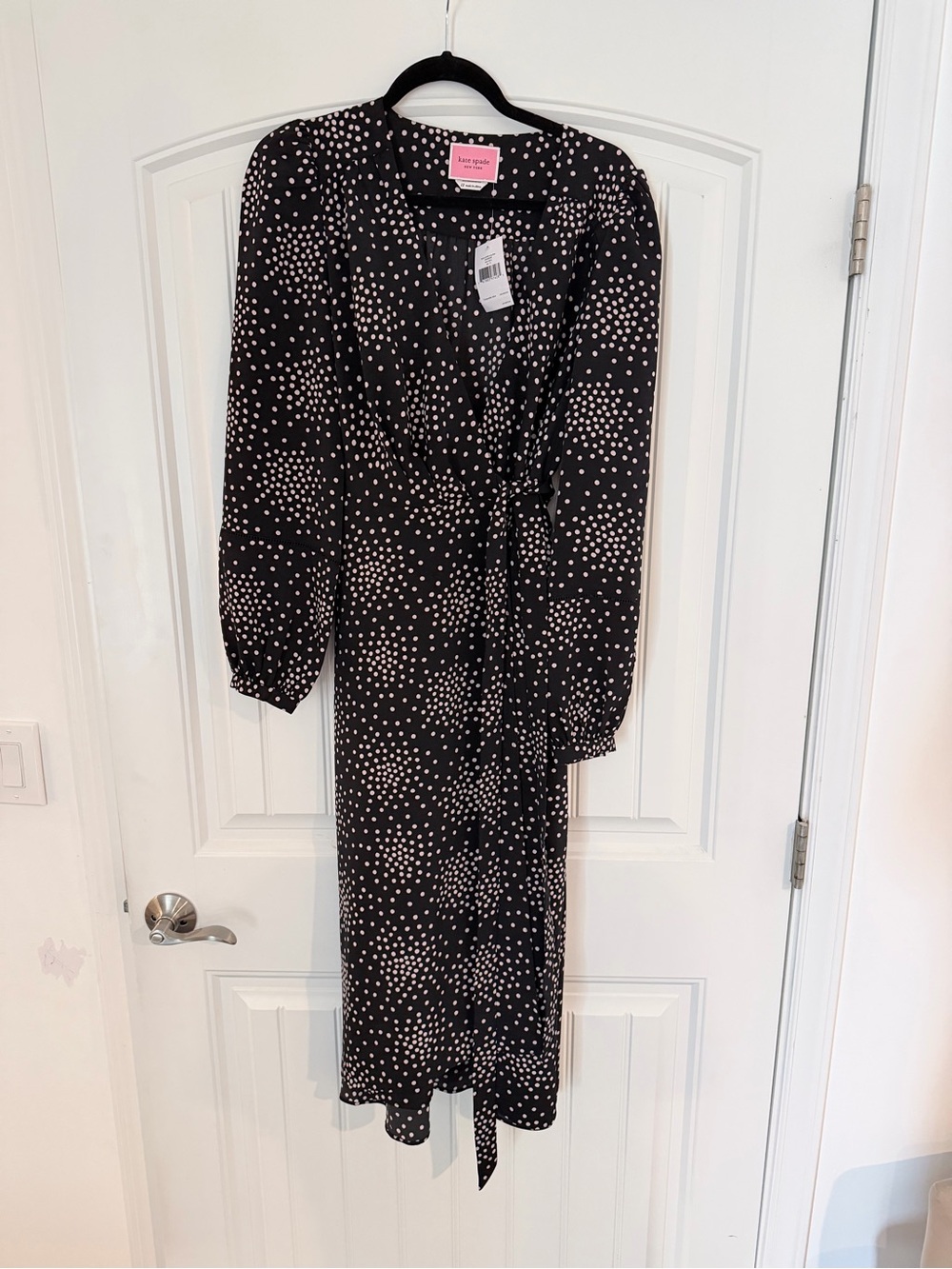 NWT kate spade Black & White Polka Dot Long Sleeve Wrap Dress